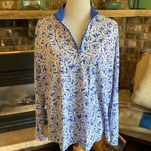 SAN SOLEIL UV 50 + cooling zipper neck long sleeved top. Pretty! Size US XXL.
